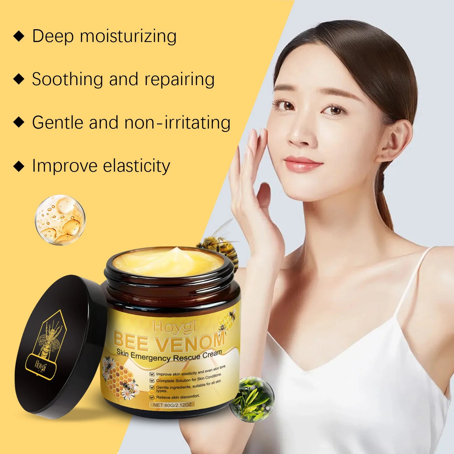 Bee Venom Cream | Relieves Redness Repairs Damage Strengthens Skin | Deep Moisturizing