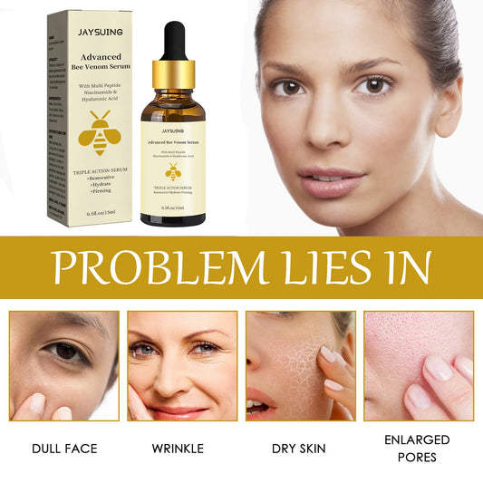 Bee Venom Serum | Anti Wrinkle Anti-Aging Essence Polypeptide Hyaluronic Acid | Repair Moisturize & Tight Facial Skin